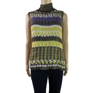 per se by Carlisle Women's Size M Sleeveless Knit Sweater Top Silk Turtleneck